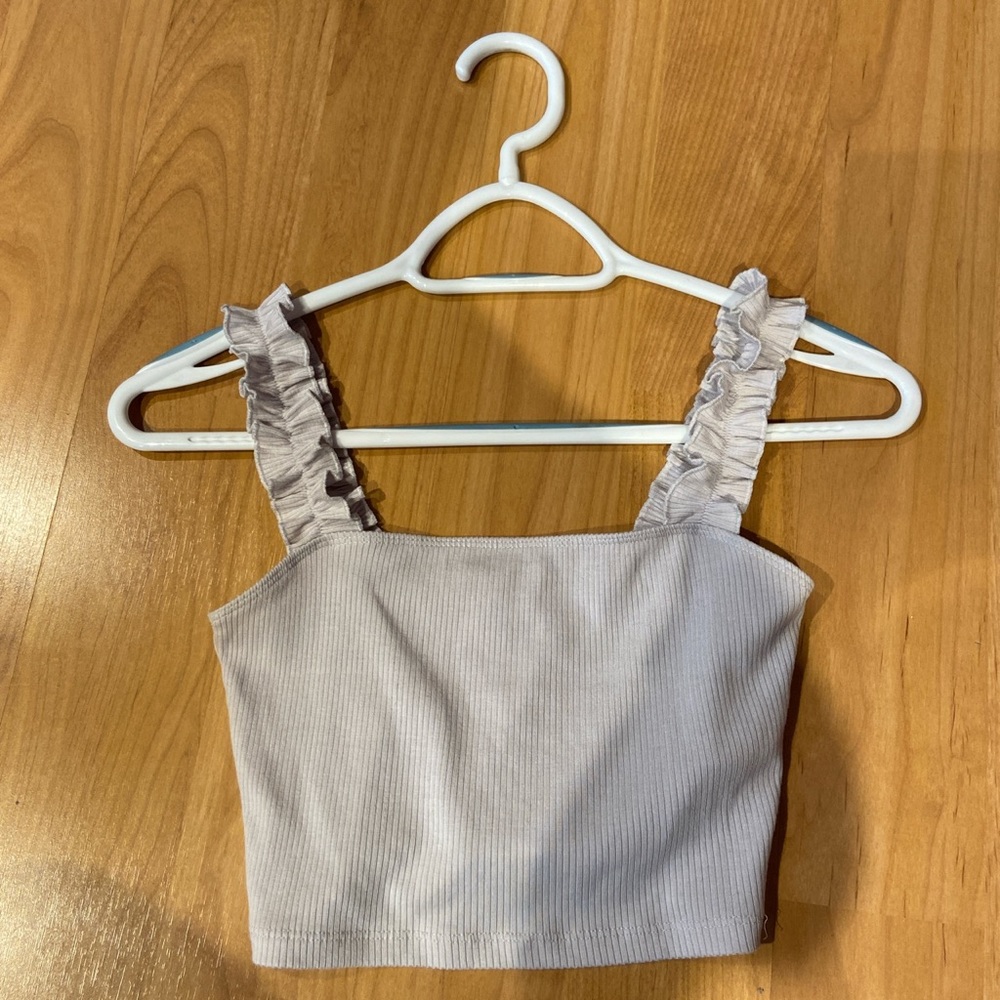 Cropped Square Neckline Ruffle Tank